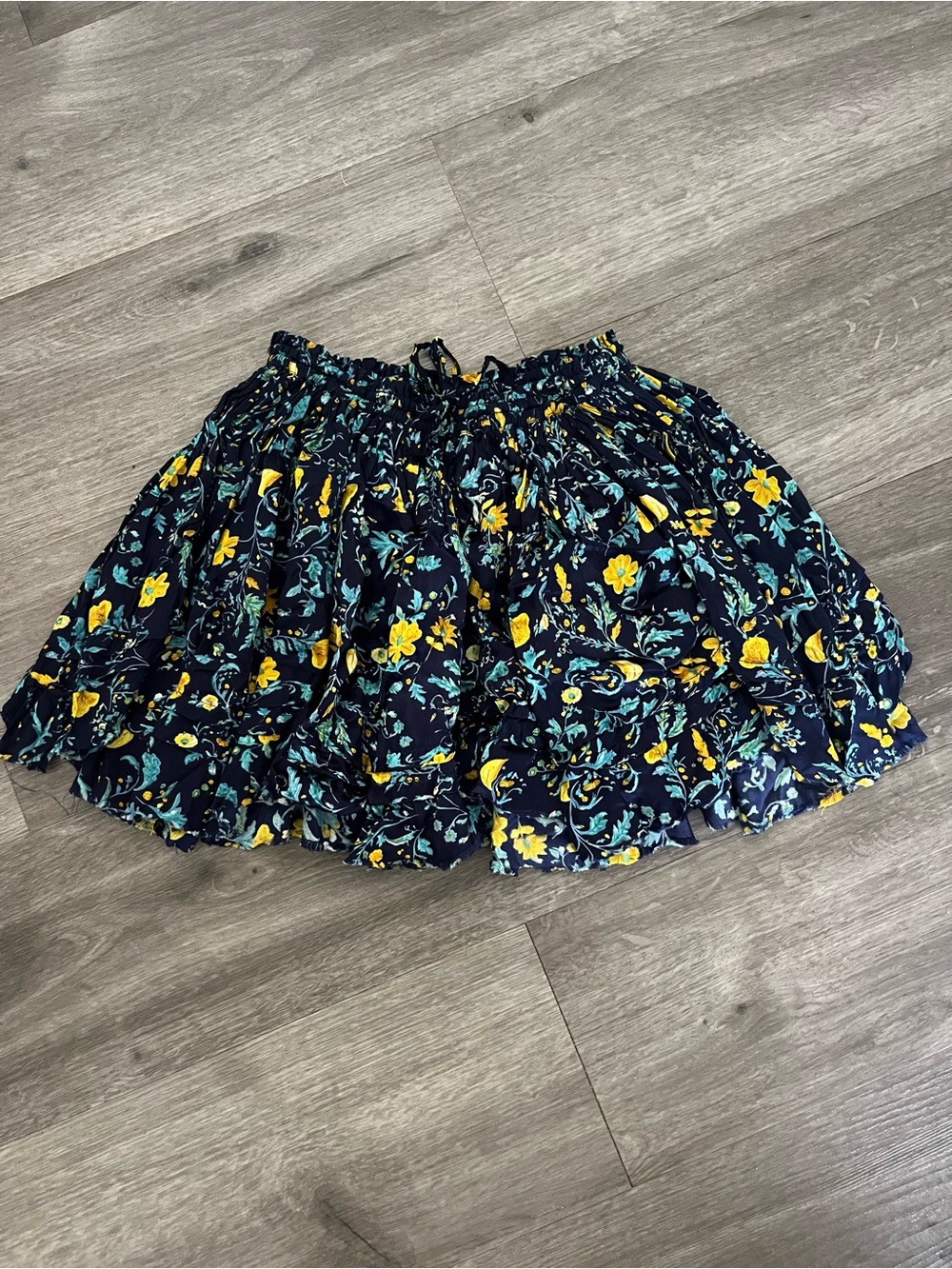 Free People Navy Skirt with Yellow & Teal Floral